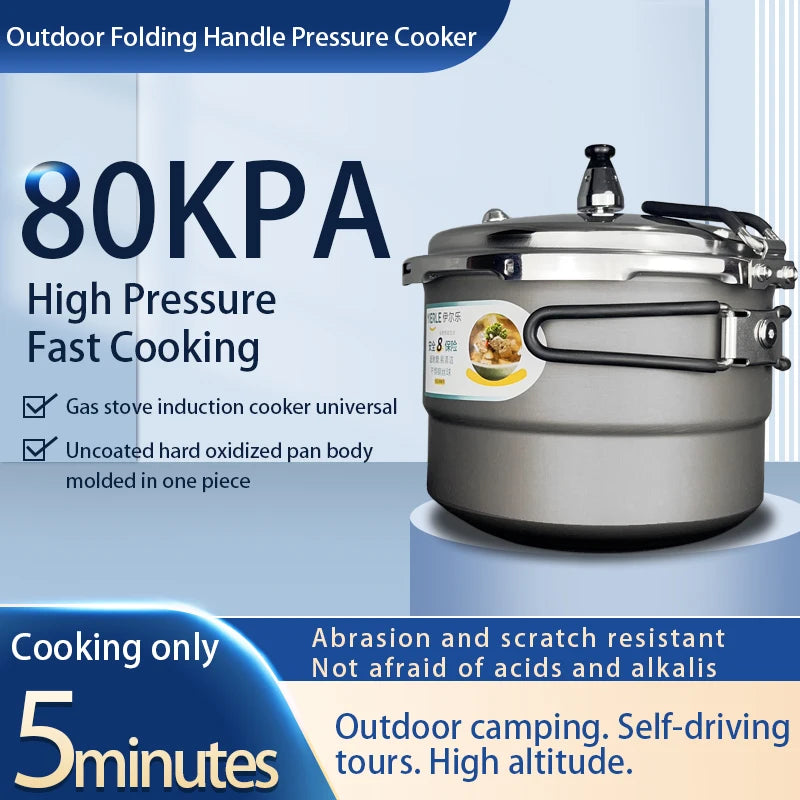 Portable Folding Outdoor Pressure Cooker Camping 5 Minutes Fast Cooking Hard Oxidation Small Pressure Cooker Plateau Cookware