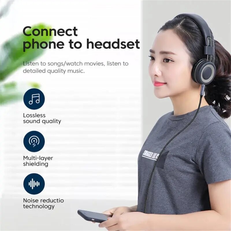 Audio Converter Headphone Accessories 1 Meter In Length Convenient Car Cable Car Headphone Cable Silver High Quality Durable