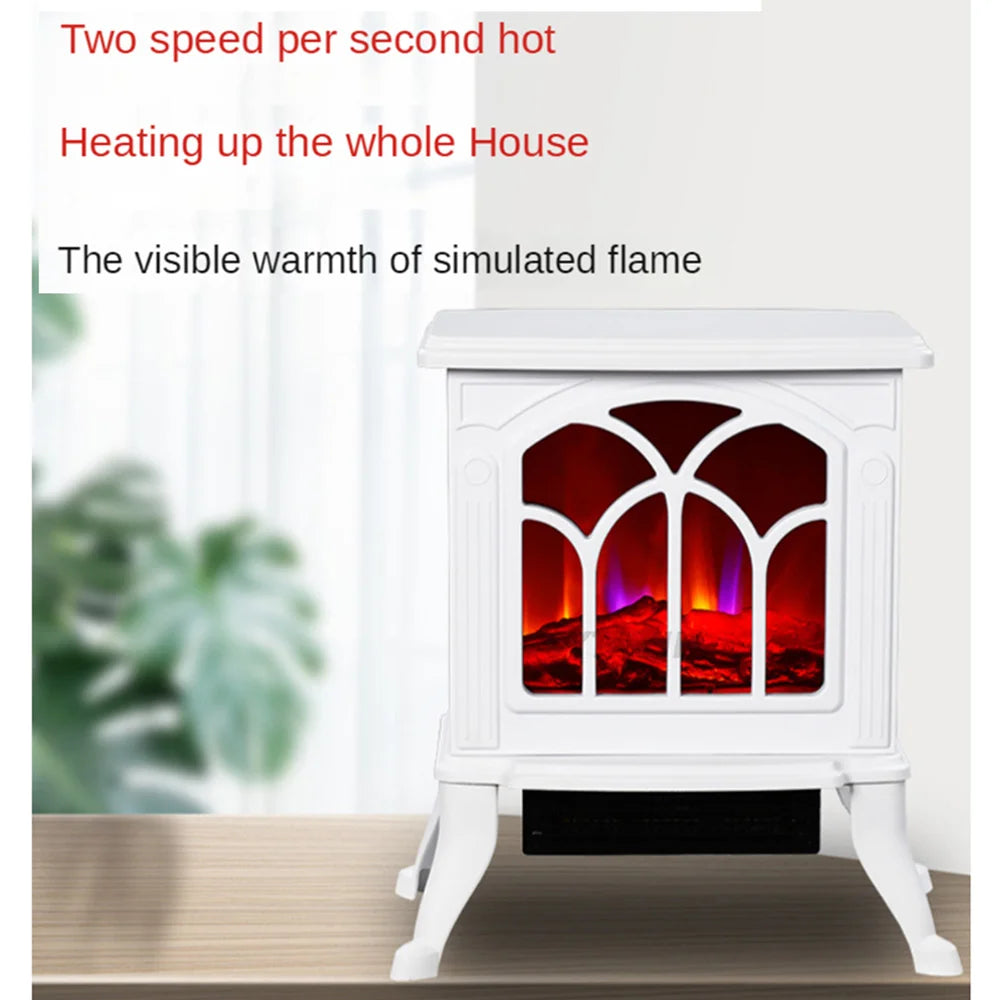 1500W Smart Fireplace Electric Warmer Household Simulation Flame Heater Machines Desktop Bedroom Small Air Conditioner Heater