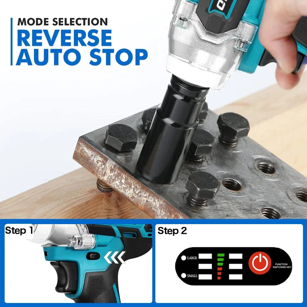 2 IN 1 Brushless Cordless Electric Impact Wrench 1/2 Inch + Cordless Impact Angle Grinder DIY Power Tools Without Battery