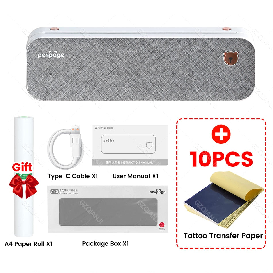 Easy Carry Wireless Portable HD Thermal Peripage A4 Printer Machine for Tattoo Stencil Transfer Printer Photo Line Copier Maker