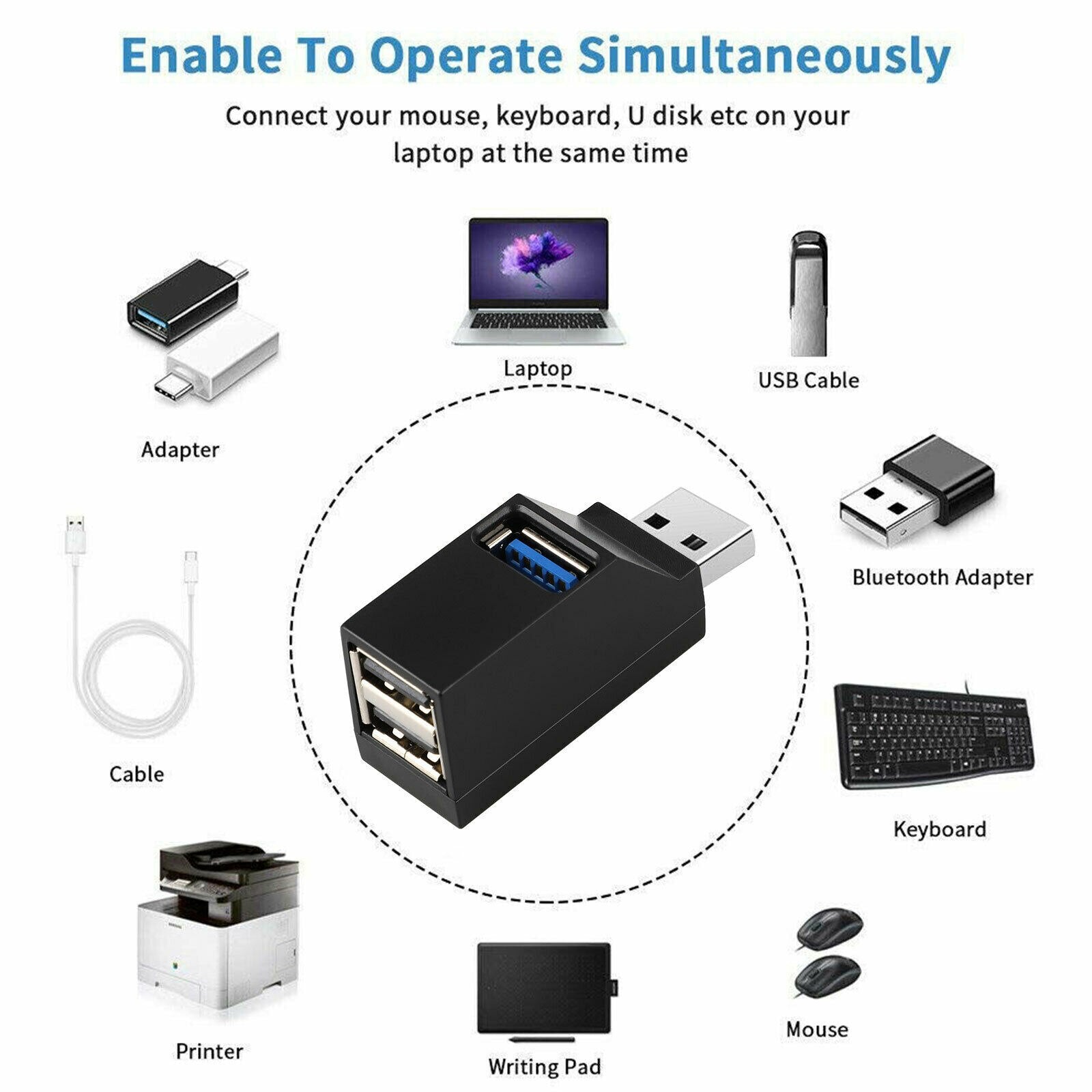 USB 3.0 /2.0 HUB Adapter Extender Mini Splitter 3 Ports High Speed U Disk Reader for PC Laptop Macbook Mobile Phone Accessories