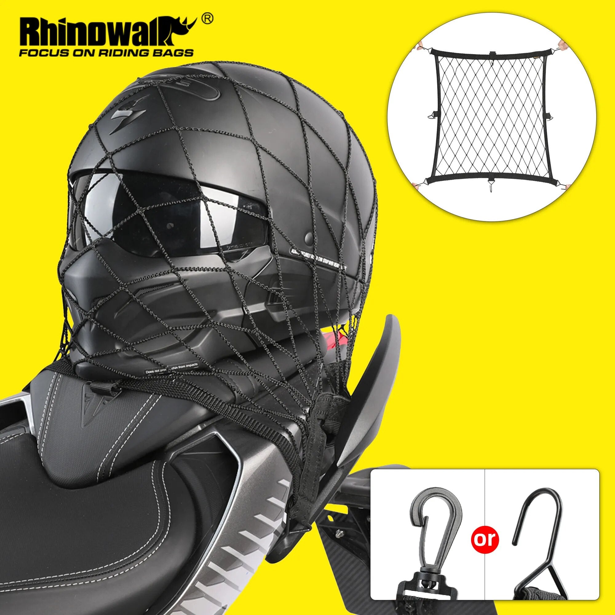 Rhinowalk Motorcycle Helmet Elastic Net Bag Trunk Luggage Mesh Net 8 hooks Universal Helmet Hold Storage Mesh Motor Accessories