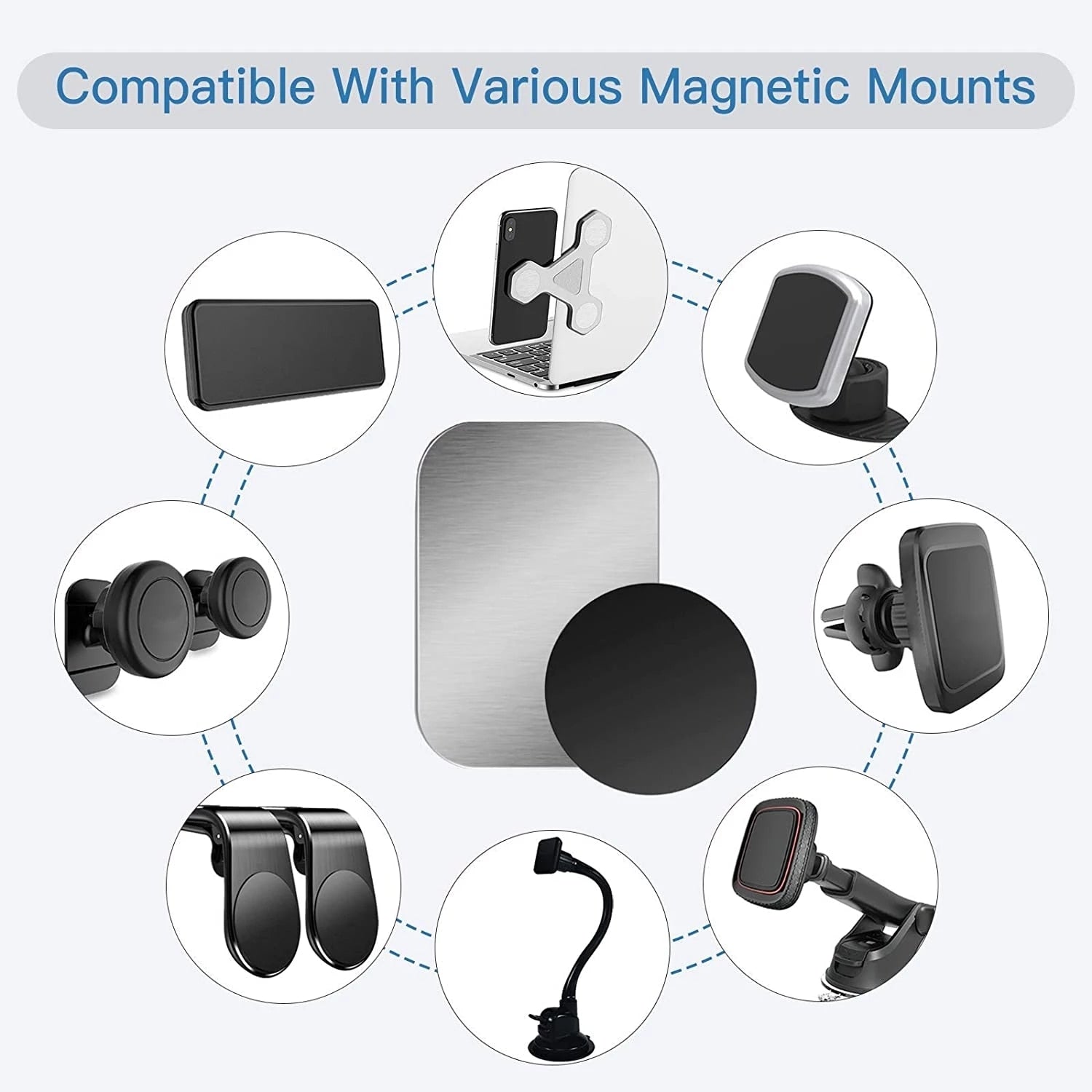 Thin Metal Plate For Magnetic Car Phone Holder Iron Sheet Sticker Disk For Magnet Tablet Desk Cell Phone Car Stand Mount Round