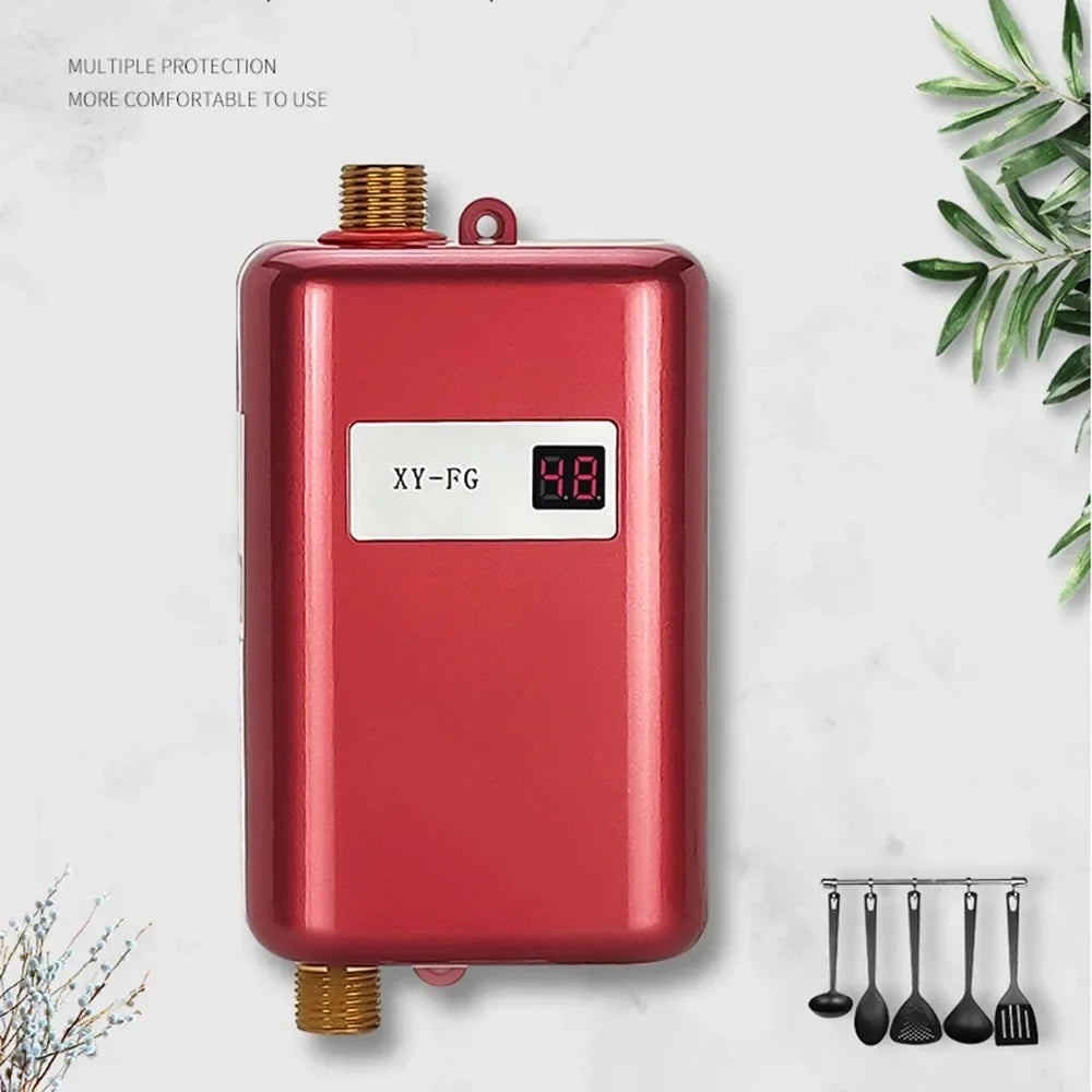 Mini Instant Electric Water Heater, 3000W Tankless Water Heater, Under Sink Basin, Water Heater System for Kitchen Washing