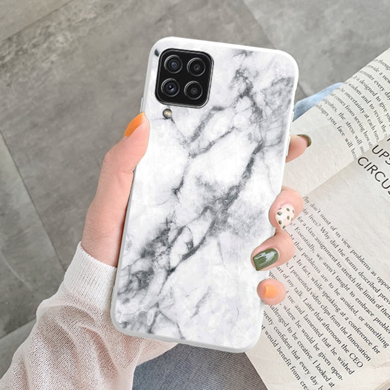 Marble Pattern Phone Case For Samsung Galaxy A12 F12 M12 A22 Protective Cover Case Soft Funda For Samsung A 12 22 M Coque Clear
