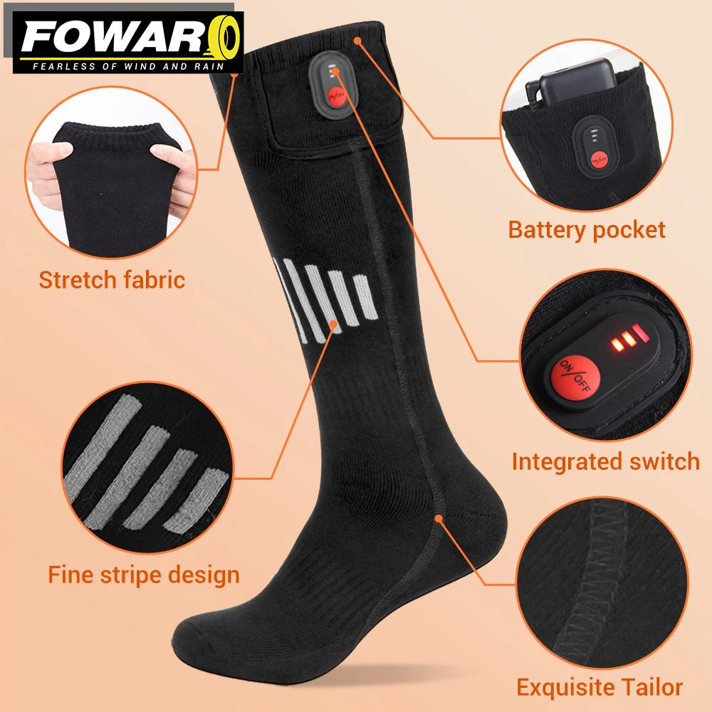 New Electric Heat Socks Feet Warmer Heated Sports Stockings Electric Hot Sock for Winter Skiing Heating Unisex Outdoor