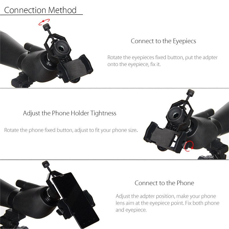 Universal Cell Phone Adapter Clip Mount Binocular Monocular Spotting Scope Telescope Phone Holder Support Eyepiece