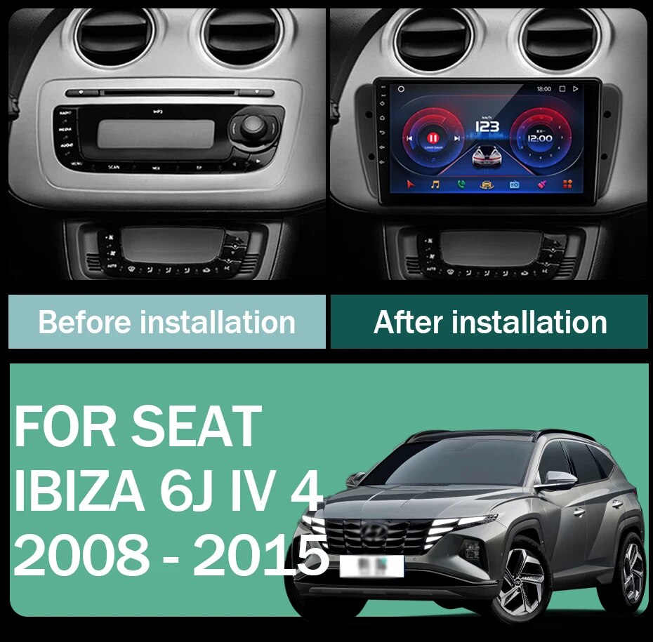 Car Radio Carplay Qualcomm For Seat Ibiza 6J IV 4 2008 - 2015 GPS Navigation Android Auto Video QLED Stereo 5G Wifi No 2din DVD