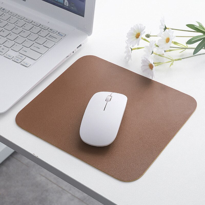 PU Leather Mouse Pad Anti-slip Office Accessories School Supplies Mouse Mat Solid Color Simple Waterproof Desk Set