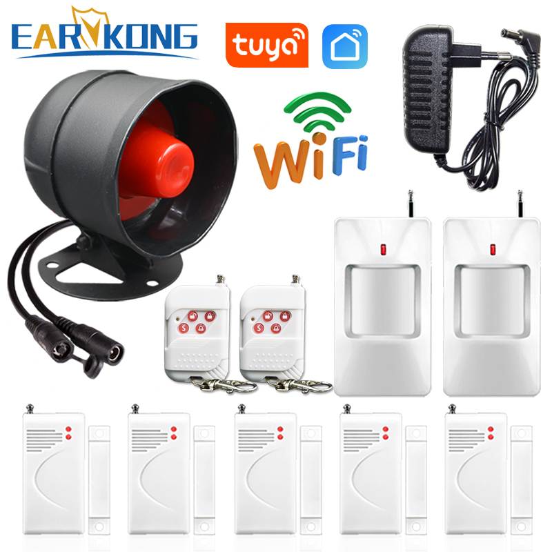 Tuya WiFi Wireless Alarm System Home Security Burglar loudly Siren 433MHz Motion Infrare Detector Door Sensor Alexa Google Home