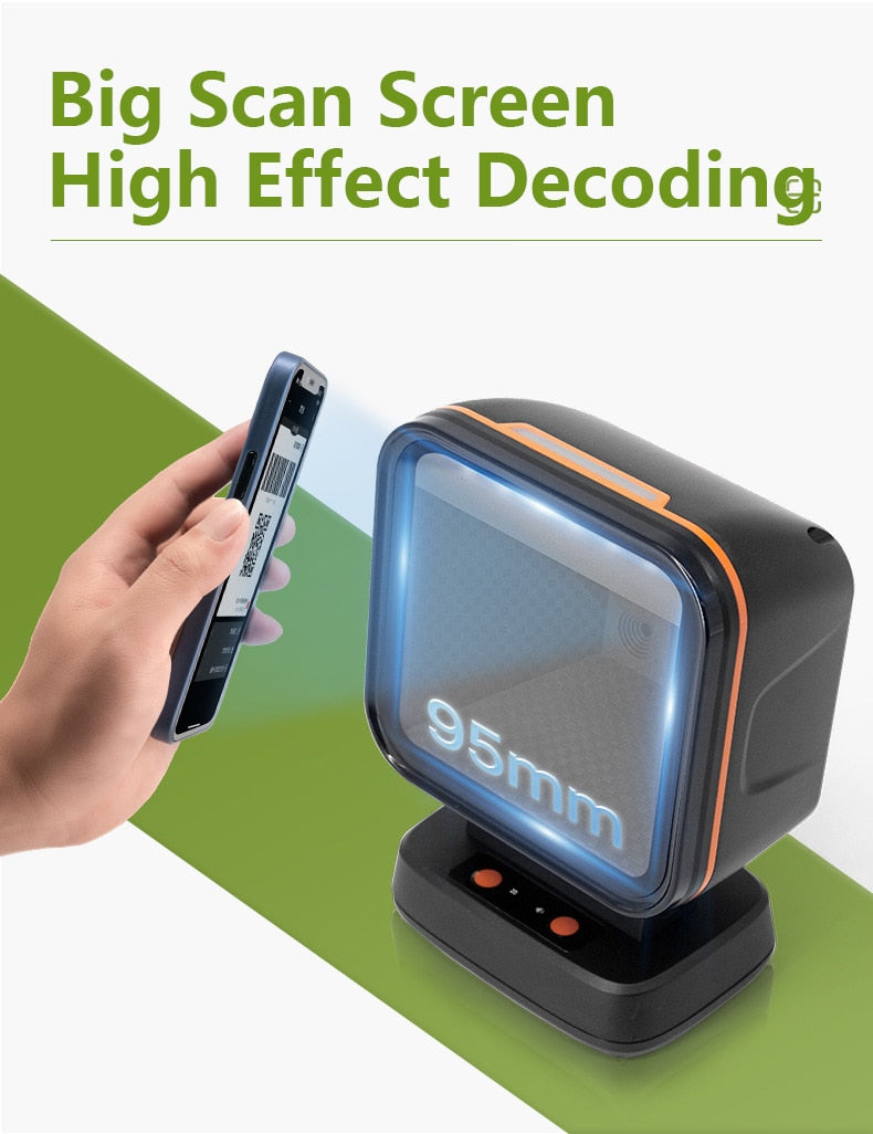 Free shipping Omnidirectional Platform 2D Barcode Scanner Image Desktop Scanner 1D 2DQR code reader Hands-Free Wired USB Scanner