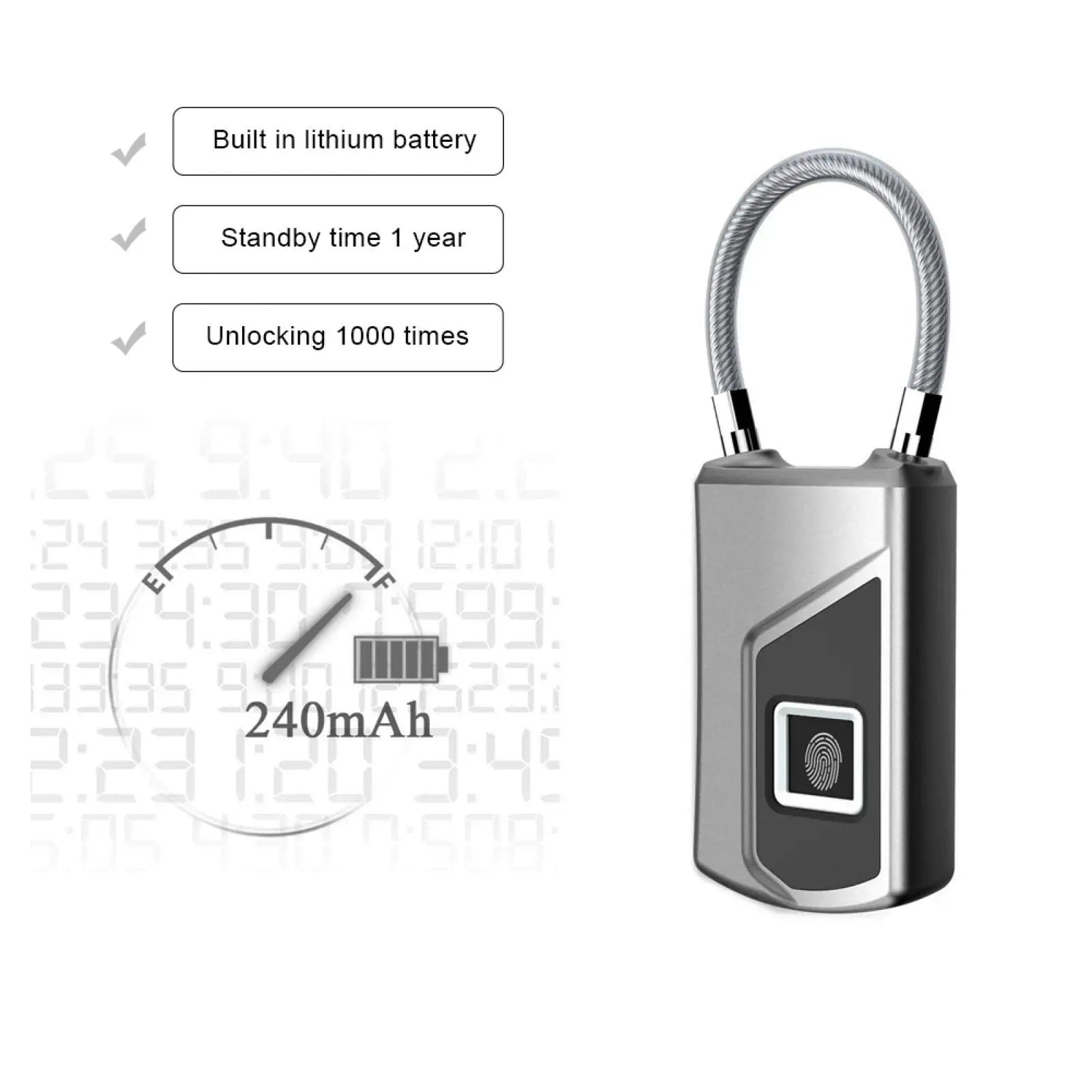 Biometric Padlock keyless Waterproof Fingerprint Lock Smart Locks Anti-theft Fingerprint Padlock for Gym Home Backpack Bike