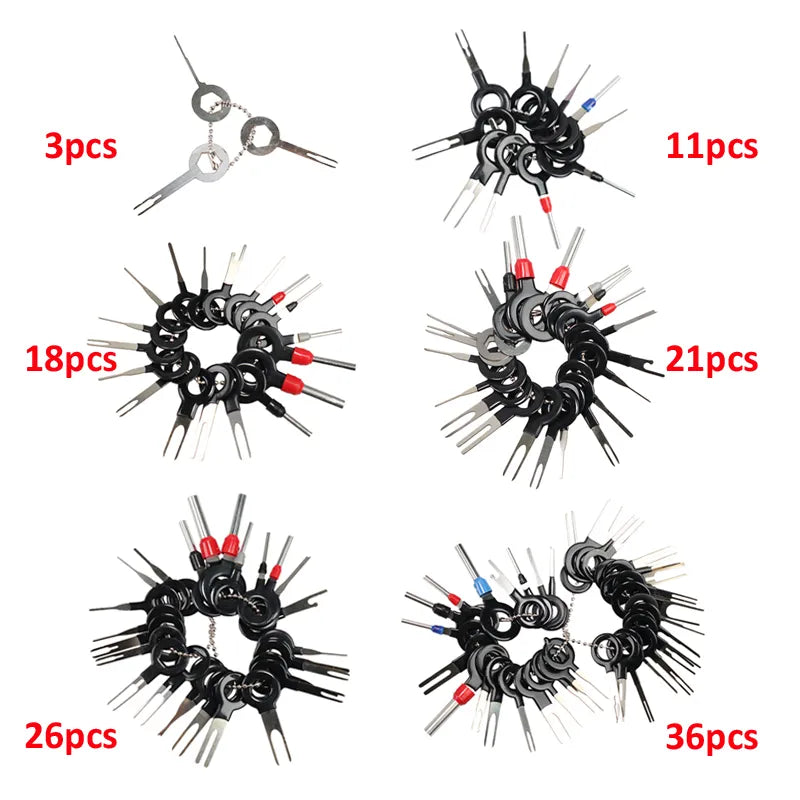 11/18/26Pcs Car Terminal Removal Repair Tools Electrical Wiring Crimp Connector Pin Extractor Kit Keys Automotive Plug Pullers