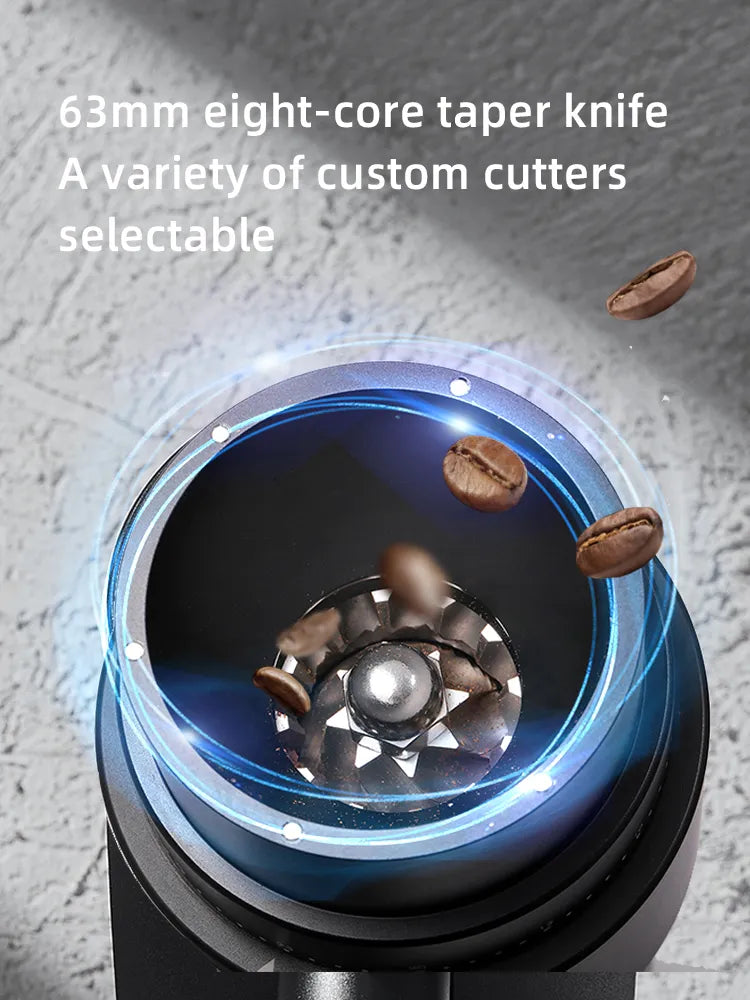 STARSEEKER Electric Coffee Grinder 63MM Burr Coffee Grinder  Stepless Fineness Adjustment Removable Magnetic Suction Port Black