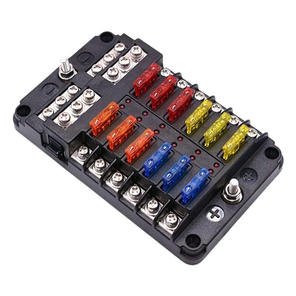 Car Boat Fuse Box Holder Fuse Holder Block & Indicator 12V 6 With 12 36V Ways Panel Board Warning Distribution Ways P Q9E7