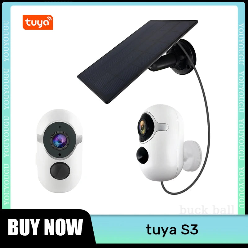 Tuya S3 Wifi Wireless Monitor With Battery Outdoor Solar Camera Night Vision HD Security Surveillance Waterproof Infrared Camera