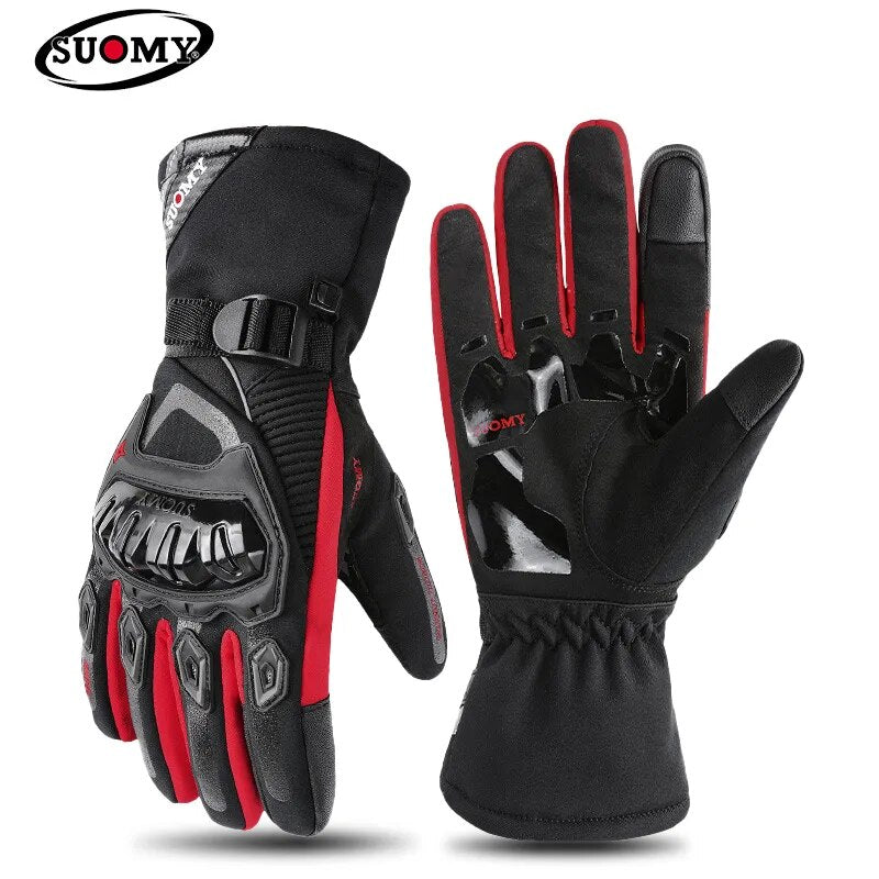 SUOMY 100% Waterproof Motorcycle Gloves Winter Warm Moto Protective Gloves Touch Screen Gant Moto Guantes Motorbike Riding Glove