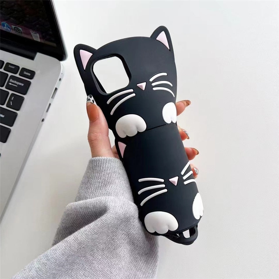 3D Cartoon Cute Cat Ear Case for Samsung Galaxy A53 A33 A71 A51 A31 A02 A52 A10S A13 A12 J6 J4 Plus Silicone cat phone case