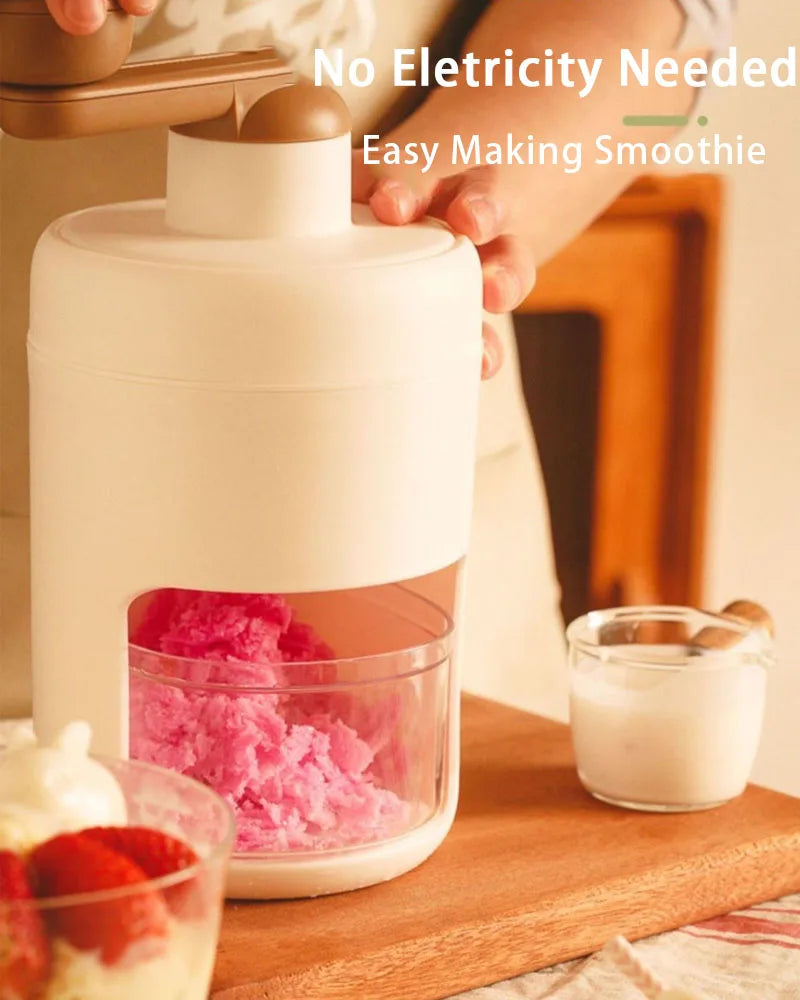 New Manual Ice Shaver Fruit Smoothie Maker Portable Ice Crusher for Home Camping Ice Desert Snow Ice Shaved Ice Making Machine