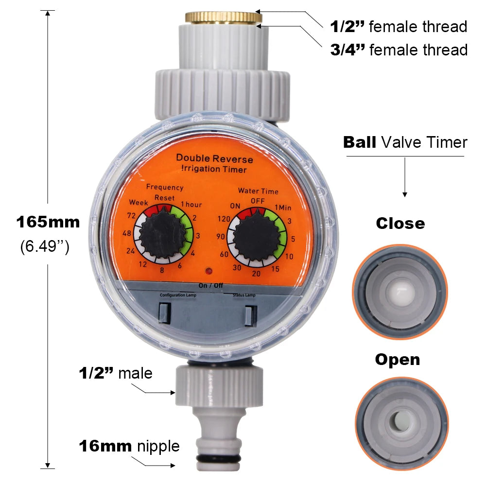 Automatic Water LCD Display Ball Valve Timers Electronic Controller Home Outdoor Waterproof Drip System for Garden Greenhouse