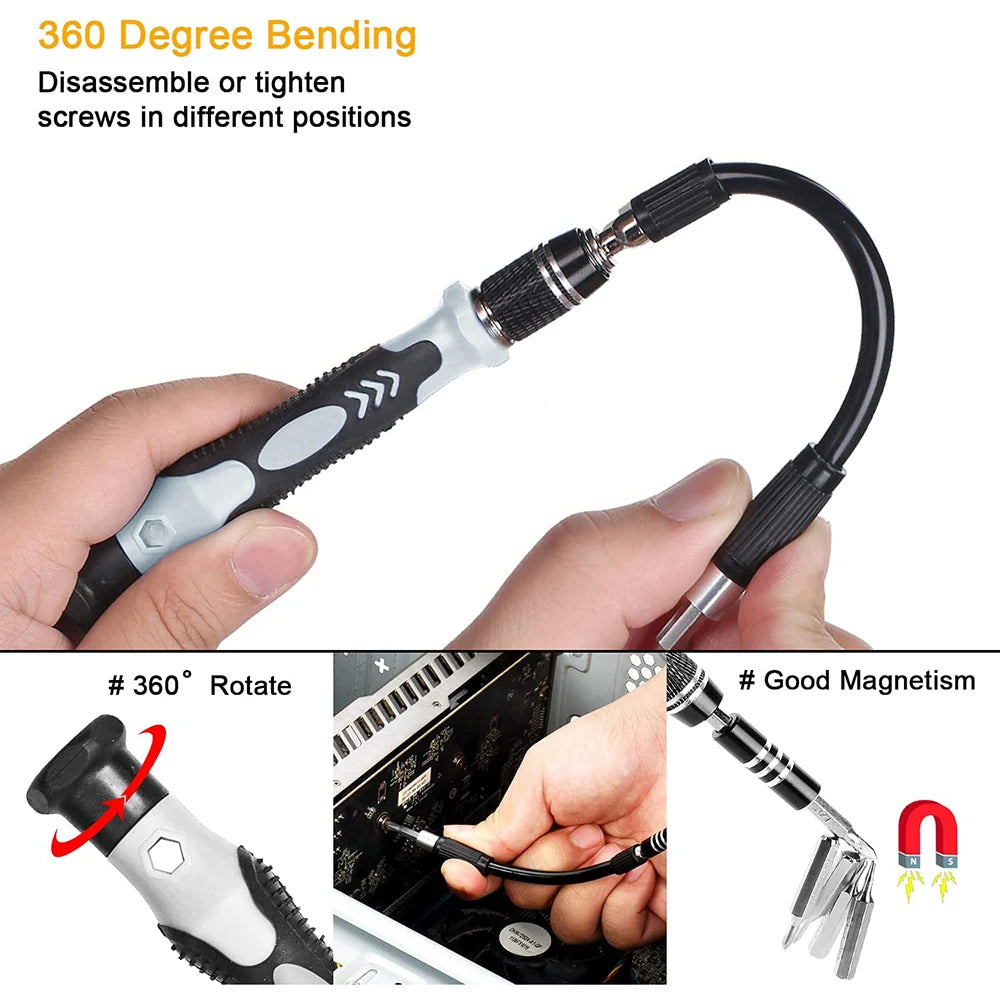 WOZOBUY 115/122/135 in 1 Screwdriver Set of Screw Driver Bit Set Multi-function Precision Mobile Phone Repair Hand Tool Torx Hex