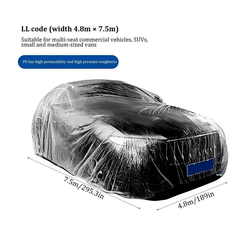 Disposable Transparent Car Cover PE Plastics Clear Full Car Protective Shield Dustproof Rainproof Transparent Cover For All Cars