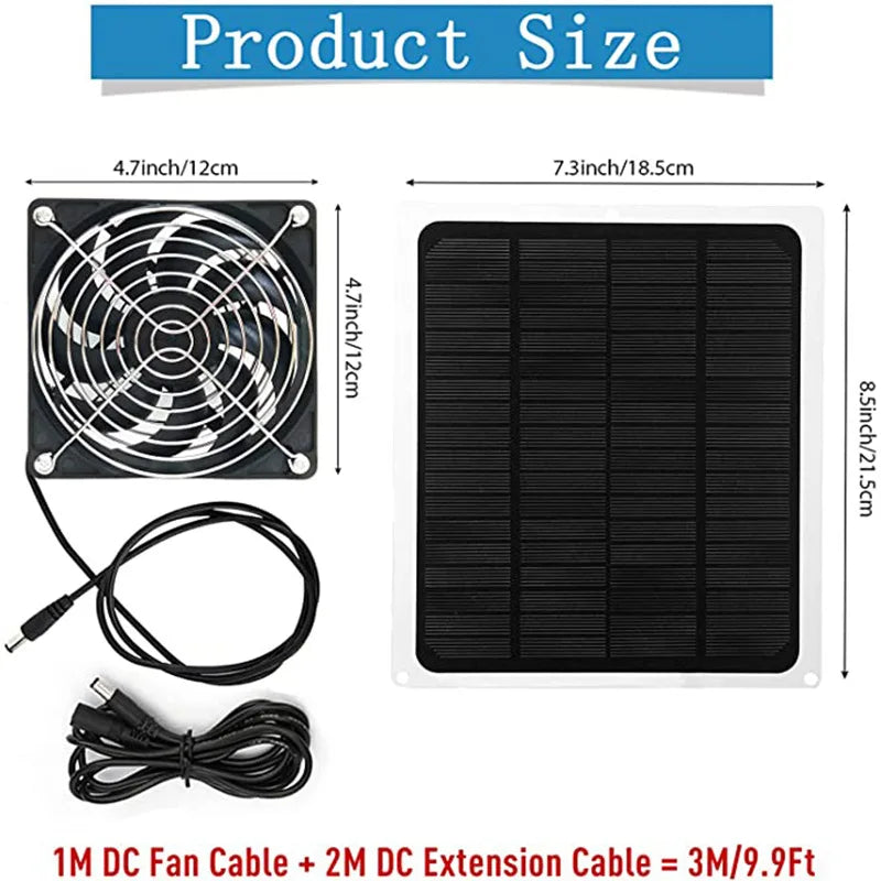 Solar Exhaust Fan 10W Photovoltaic Panel Solar Fan Pet Chicken Coop Ventilation Cooling Artifact Shield Extend Line Battery PV