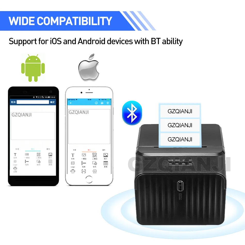 Desktop 1D 2D Barcode Reader QR Image Platform High Speed Scanner w/ Mini 58mm Supermarket Receipt Thermal Printer Usb Bluetooth