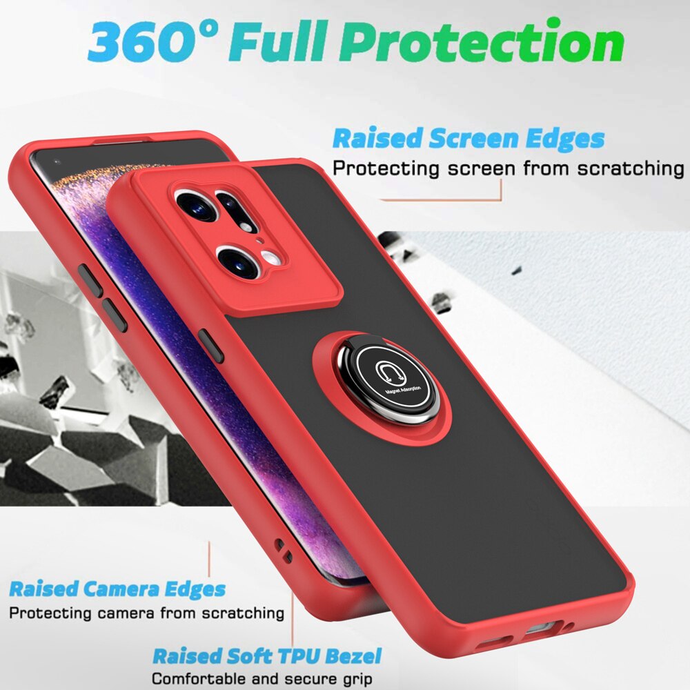 KEYSION Fashion Matte Case for OPPO Find X5 X5 Pro Transparent Ring Stand Shockproof Phone Back Cover for OPPO Find X5 X3 Lite