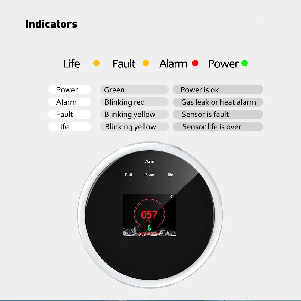 Tuya WiFi Natural Gas Leak Detector LPG Leakage Sensor Sound Alarm & 433MHz Remote Monitor Alarm Smart Home Support Google Alexa