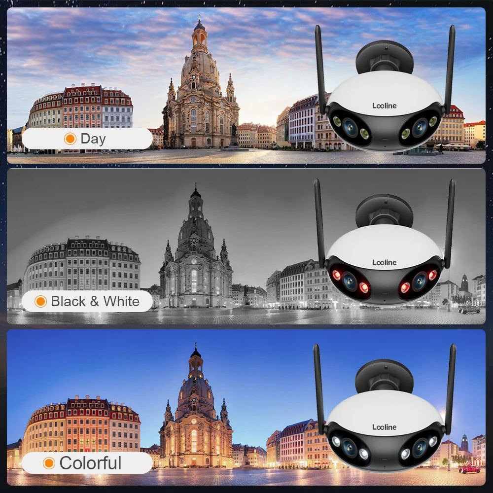 WIFI panoramic camera POE Security Camera System Home Outdoor IP Camera in 180° Viewing Angle Human Detection Color Night Vision