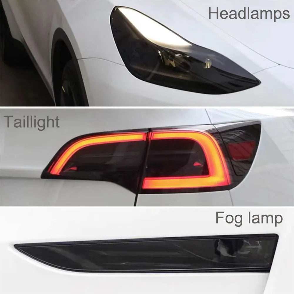 For Tesla Model 3 Y 2017-2023 PPF Blackened Headlight Taillight Foglight Protective Film Modification Black Color Changing Films