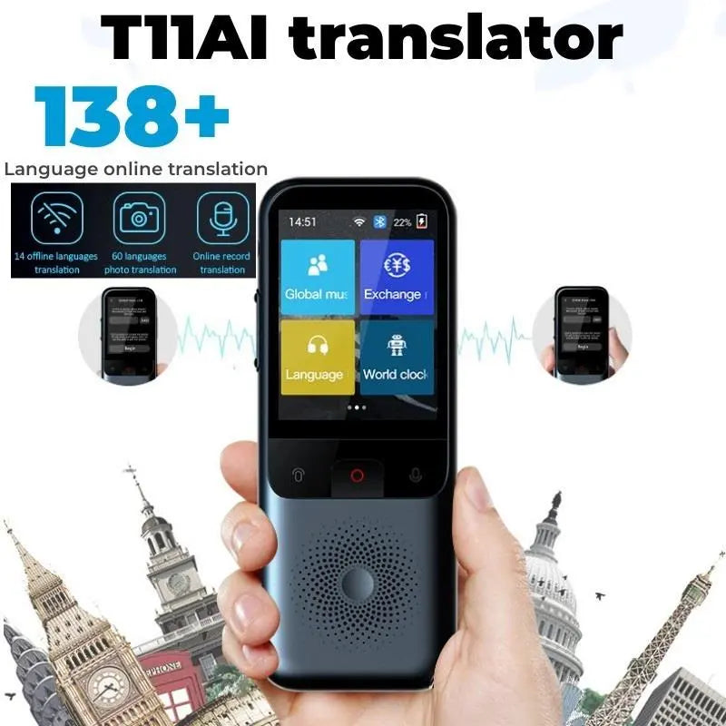 2023 New T11 Portable Audio Translator 138 Language Smart Translator Offline In Real Time Smart Voice AI Voice Photo Translator