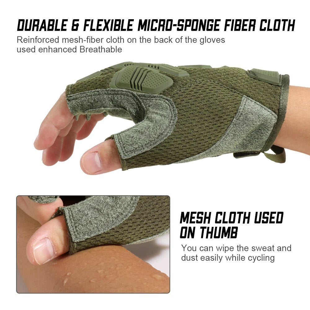 Fingerless Glove Motorcycle Half Finger Gloves Touch Screen Motorbike Motocross Moto Riding Cycling Racing Biker Protective Gear