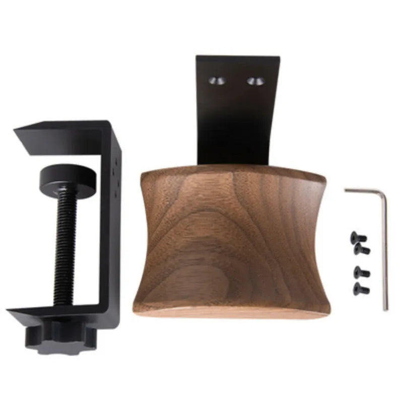 Wooden Headphones Stand Holder Aluminum Alloy Desk Lock Clip Headphone Bracket Easy Install Headset Display Hanger