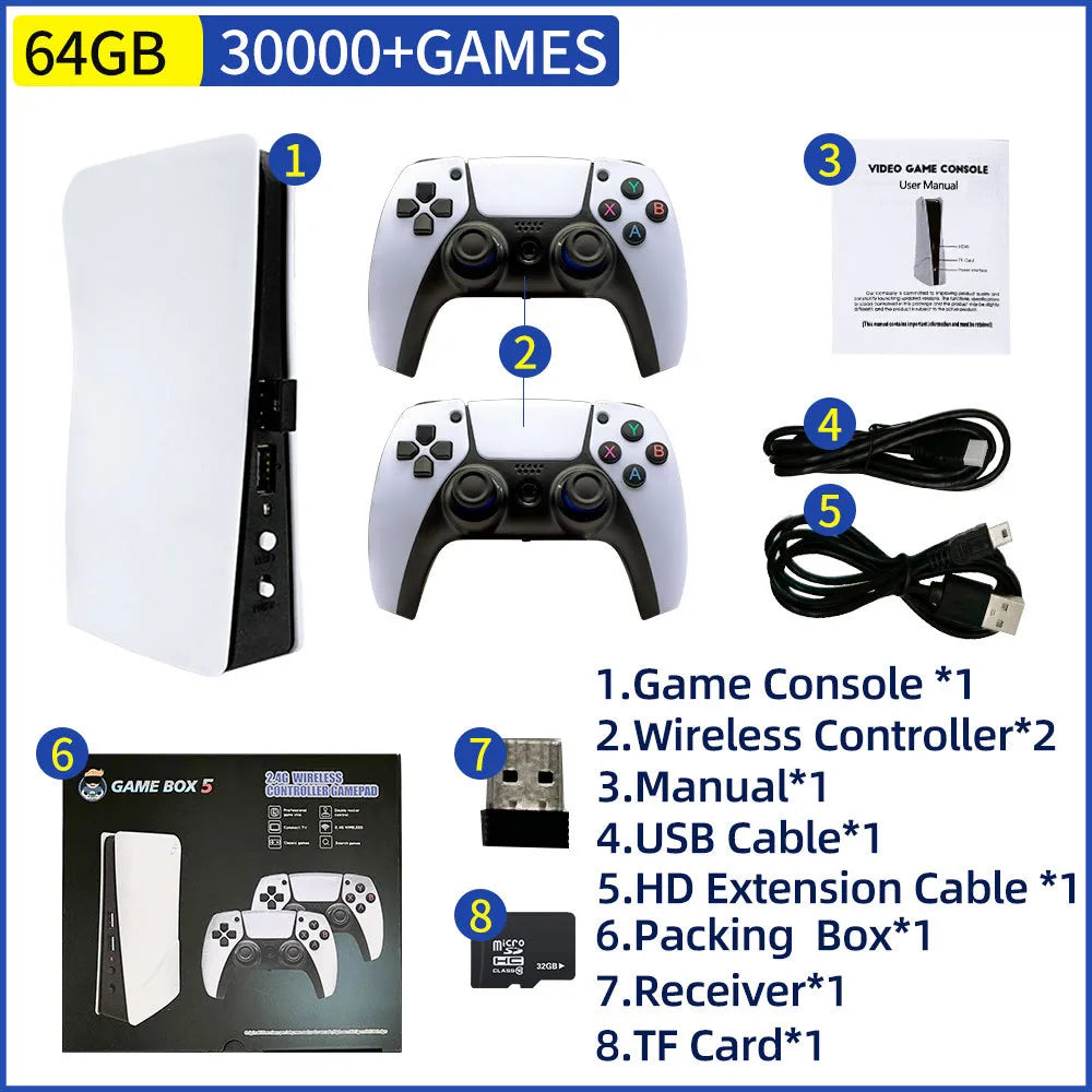 Pre-installed 40000+ Free Games Video Game Console Retro Game Box 5 Mini Game Stick 4K 64G 128G For MAME 64 bit 128 bit Games