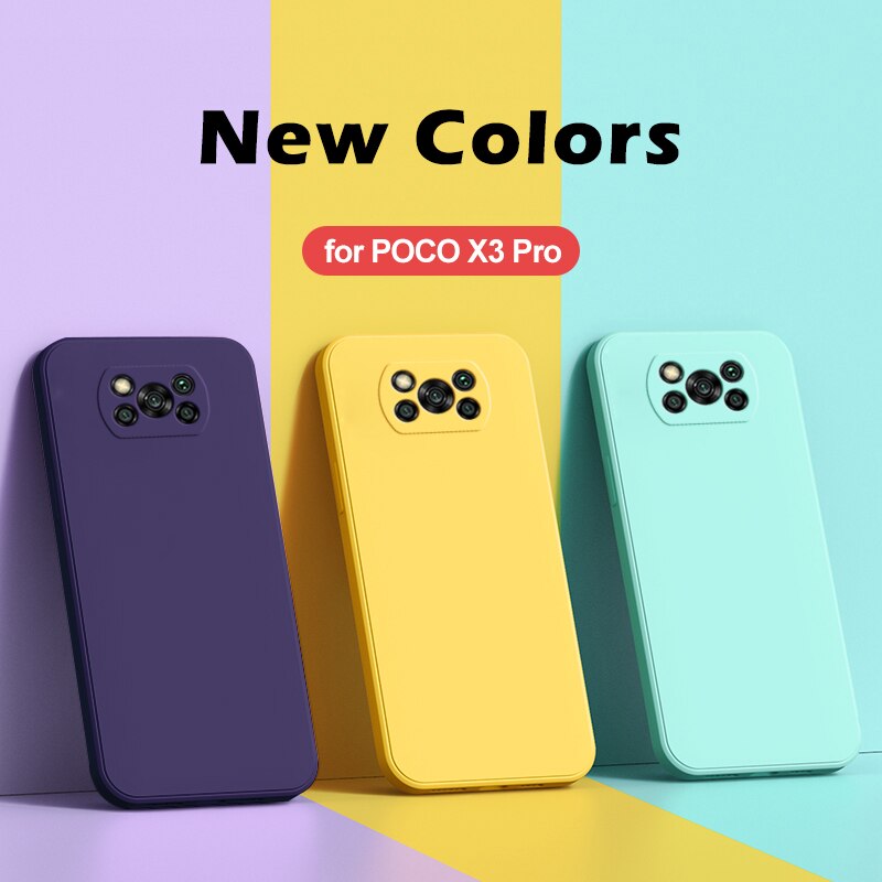 Poco X3 Pro Case Square Liquid Silicone Camera Lens Protector Phone Case For Xiaomi Poco X3 X 3 Pro NFC GT Pocox3 Pro Soft Cover