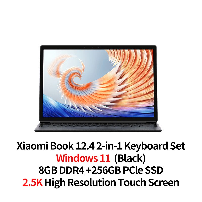 2023 Xiaomi Book 12.4 Tablet Laptop 2-in-1 Qualcomm Snapdragon 8cx Gen 2 8 Cores 8GB LPDDR4 256GB SSD 2.5K Touch Screen Notebook