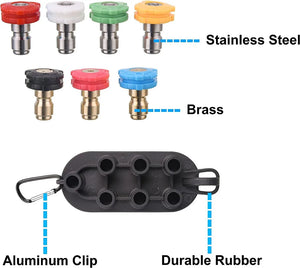 1/4" Quick Connect Spray Nozzle Sets with Stand Holder, Pressure Washer Spray Nozzle Tips for Karcher, 4000 PSI