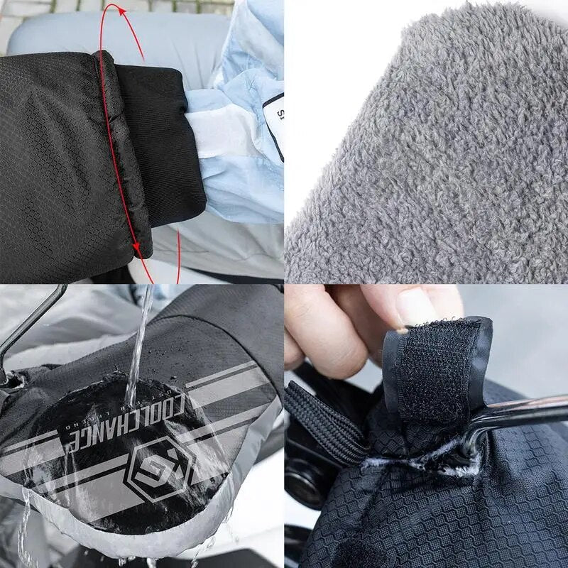 Winter Motorcycle Gloves 1 Pair Waterproof Winter Warmer Gloves Front Wind-Breaking Guard With Reflective Strip For Cold Weather