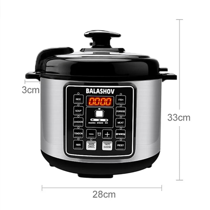 220V Multifunction Electric Pressure Cookers Soup Porridge Rice Heating Meal Heater 5L Intelligent Pressure Cooker for Home EU