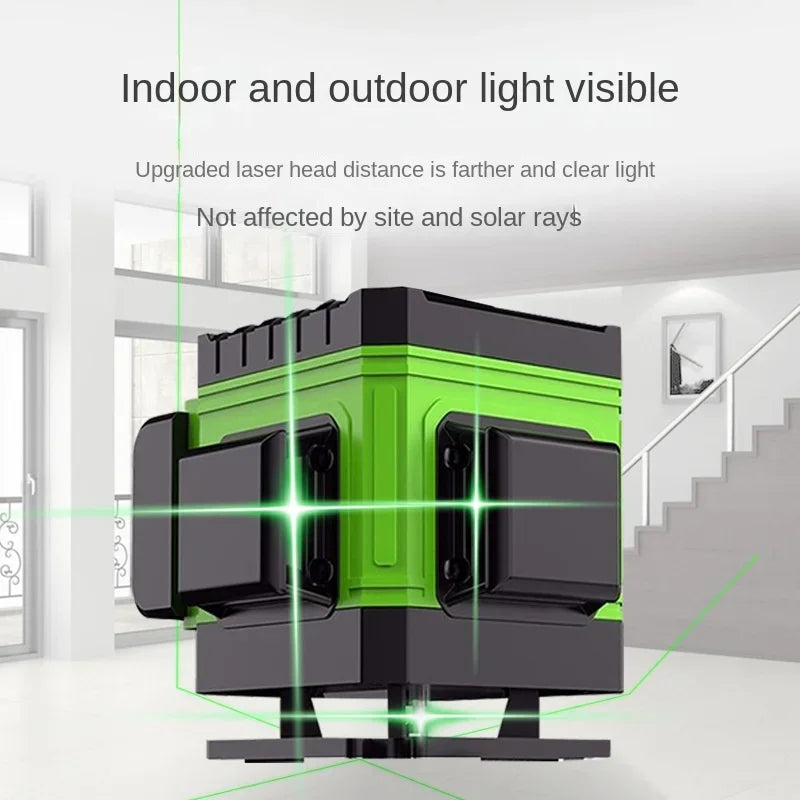 Laser Level 12 Lines Green Laser Professional Hand Level for Construction Tools High Power Green Laser Leveler Wlth Tools Bag