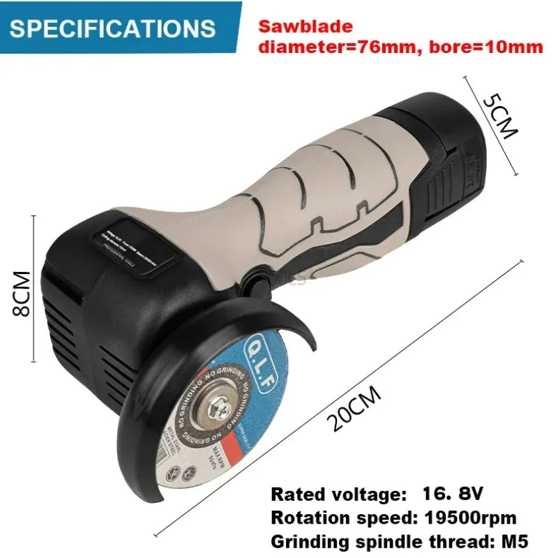 16.8V Angle Grinder Small Grinding Machine Portable Lithium Battery Polishing Angle Grinder Cut Machine Electric Tool