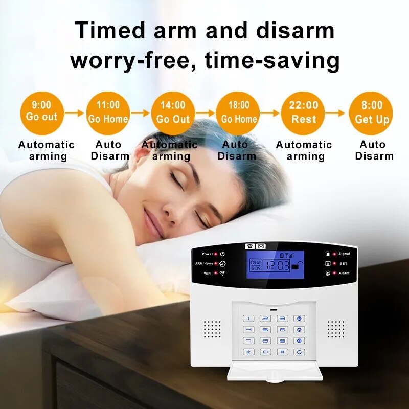 WiFi GSM Home Security Protection Smart Alarm System LCD Screen Burglar Kit Tuya APP Remote Control Arm And Disarm Support Alexa