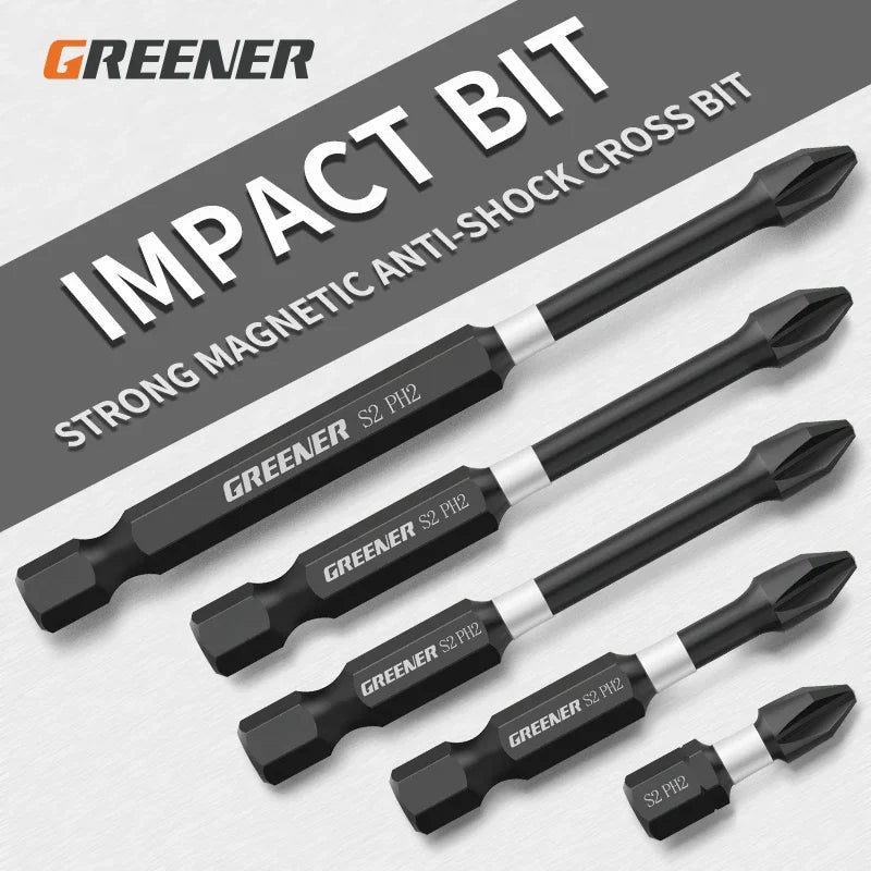 Greener Impact Strong Magnetic Batch Head Cross High Hardness Hand Drill Bit Screw Electric Screwdriver Set 50 65 70 90 150mm