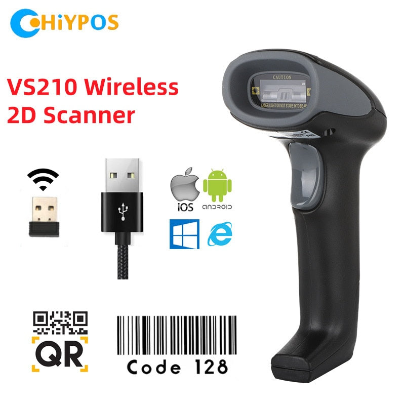 CHIYI VS210 Handheld Wirelress Barcode Scanner AND VS220 Bluetooth 1D/2D QR Bar Code Reader PDF417 for IOS Android IPAD
