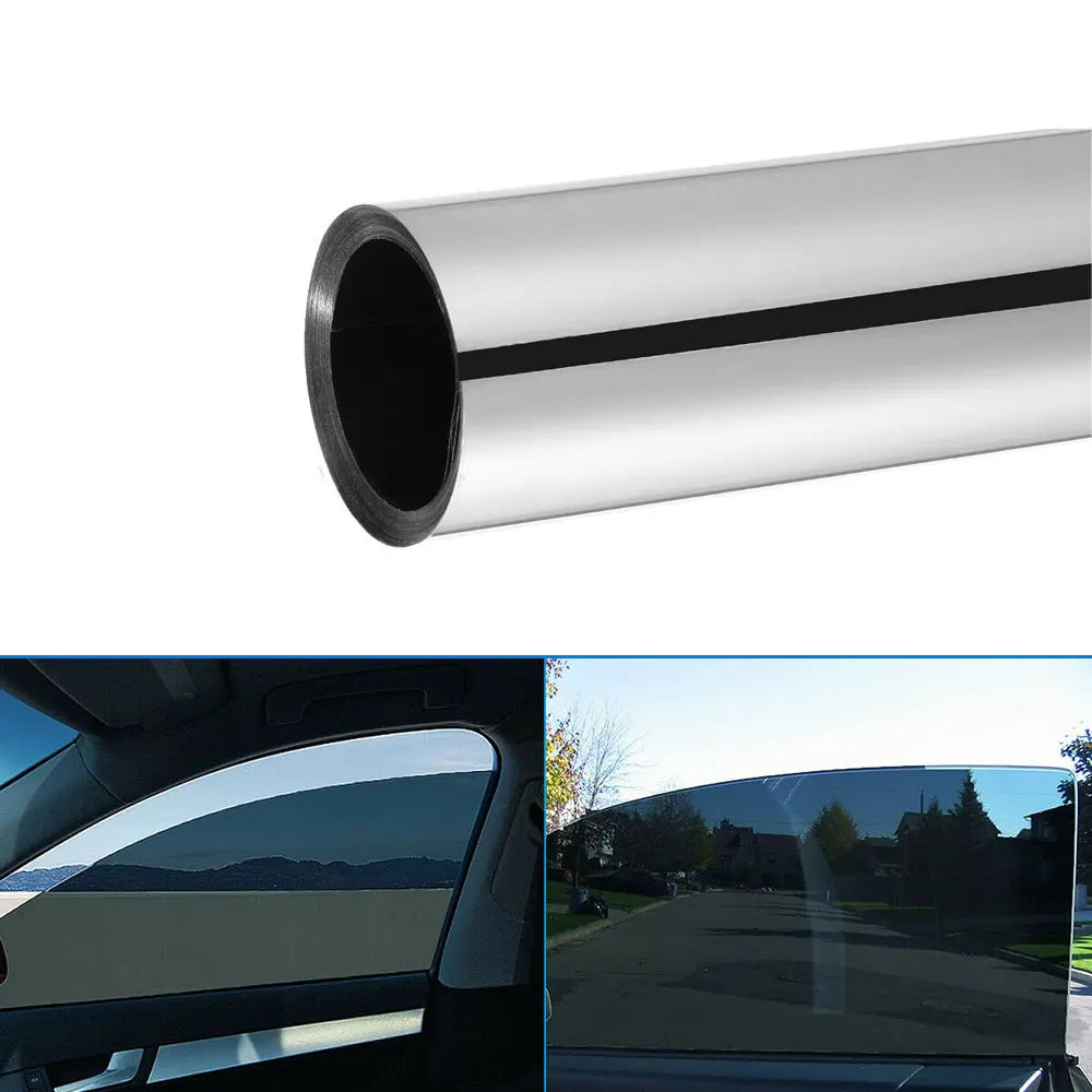 1Roll 20*10FT Universal Uncut Window Mirror Silver Chrome Tint Film Car Vehicle Windows Glass Stickers Exterior Accessories