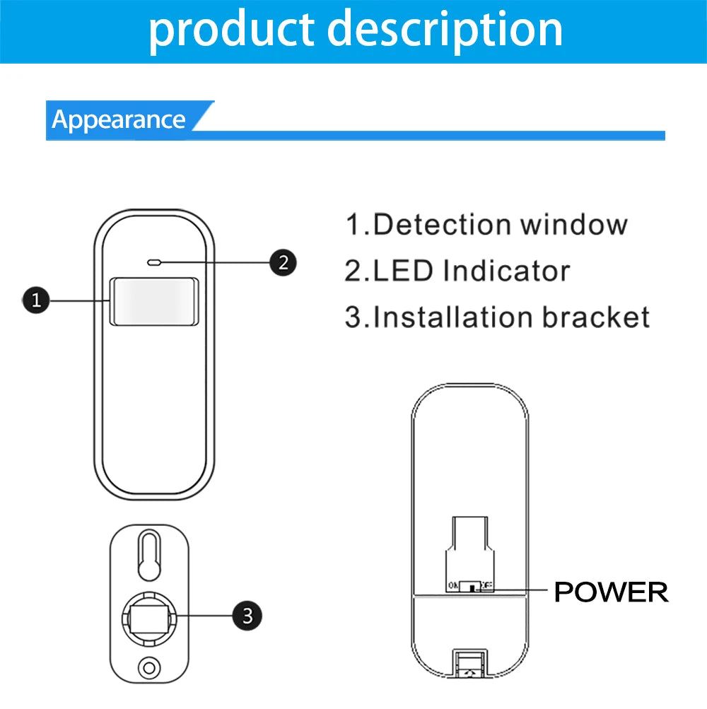 433MHz Motion Sensor Wireless Mini PIR Infrared Detector for Home Alarm System Burglar Security Alarm Kits