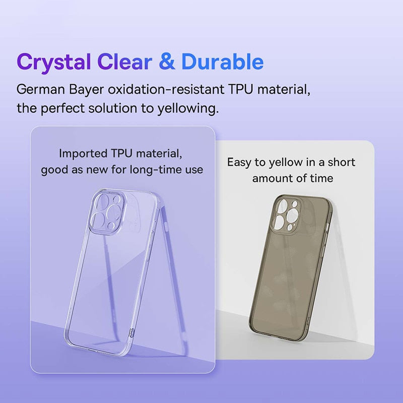 Baseus Clear Case for iPhone 14 13 12 11 Pro Max Plus Soft TPU Case for iPhone X XS Max XR Len Back Cover Transparent Phone Case